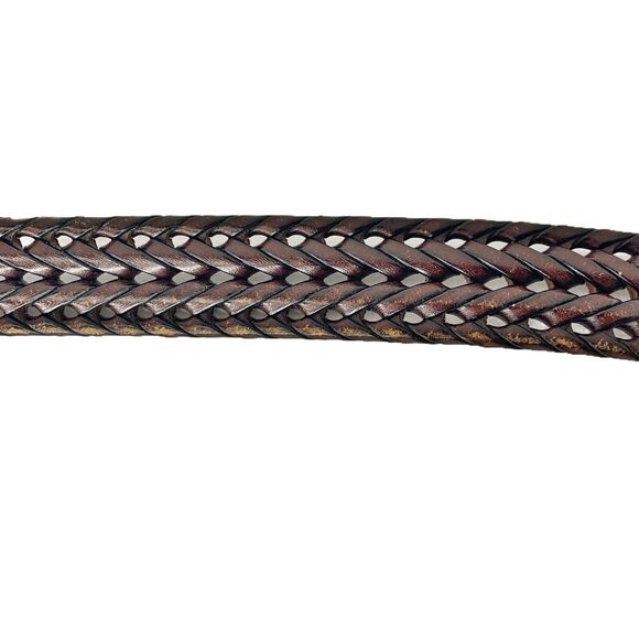 Fossil Braided Leather Brown Belt Size 40 / 100 1.25" W Silver Buckle Hardware - Picture 5 of 8